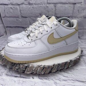 Nike Air Force 1 Youth Size 7Y White/Khaki Leather Low Sneakers FV5948-118